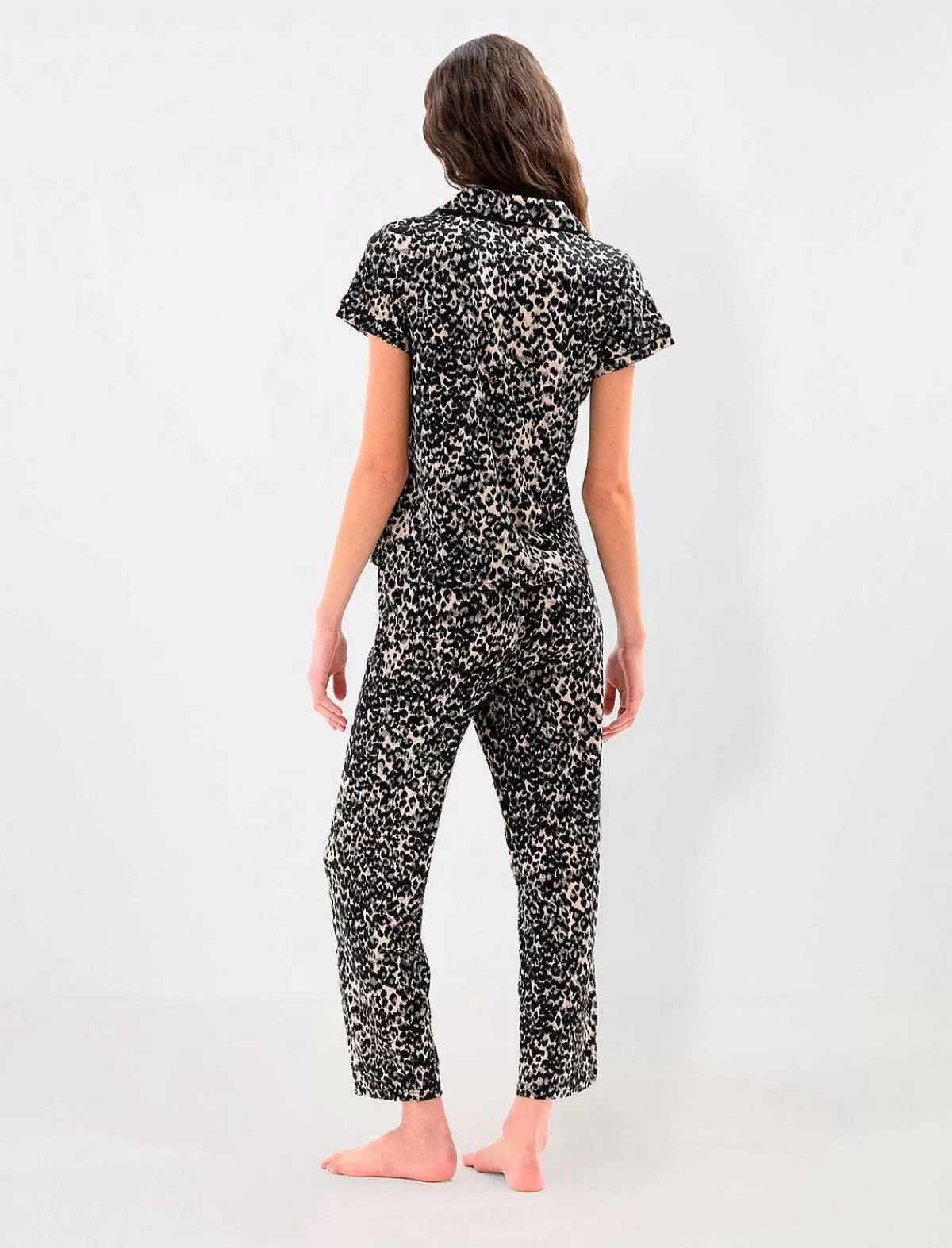 Sale Animal Print Leopard Loose Pajama Set Women Pajamas