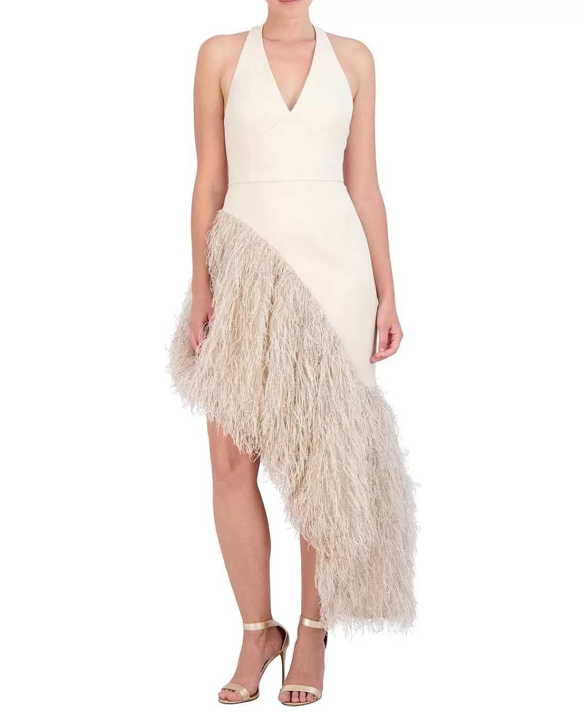 New Asymmetric High And Low Feather Dress Women Night