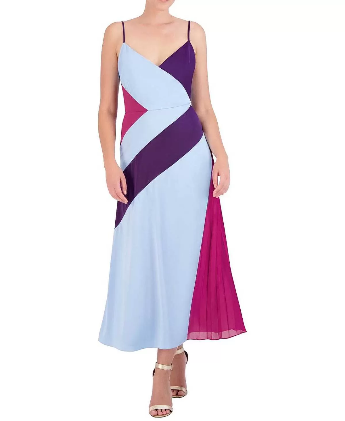 Cheap Colorblock Chevron Wide Dress Women Cocktail