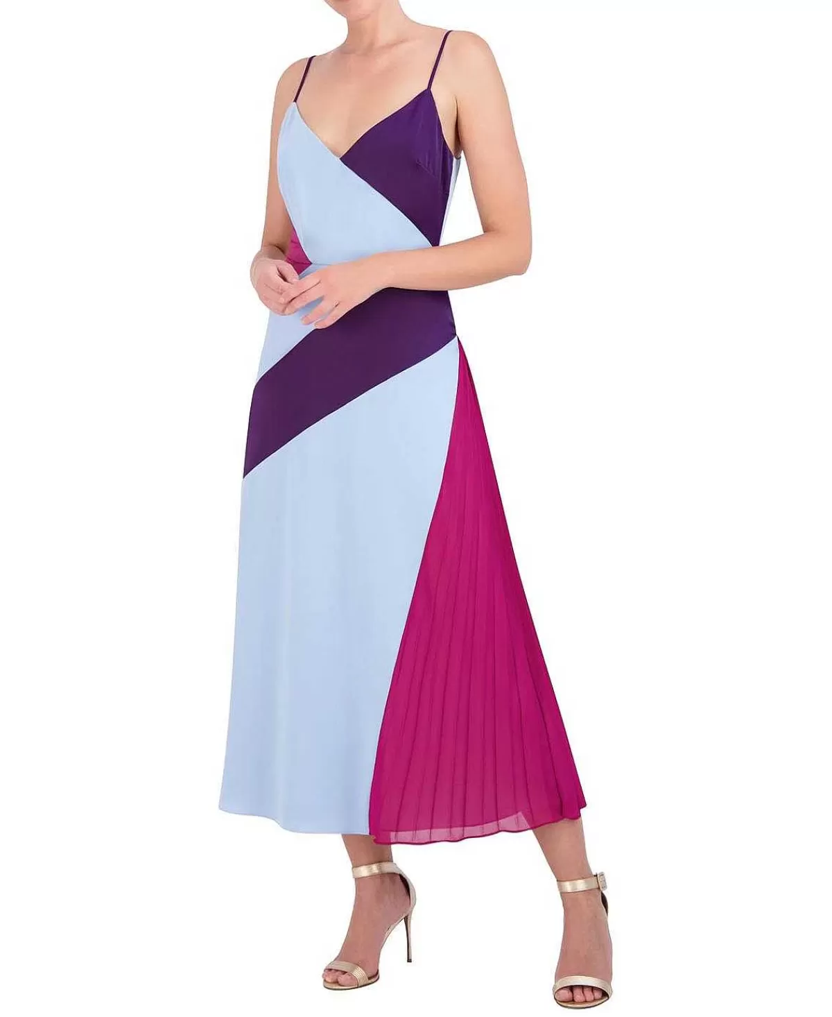 Cheap Colorblock Chevron Wide Dress Women Cocktail