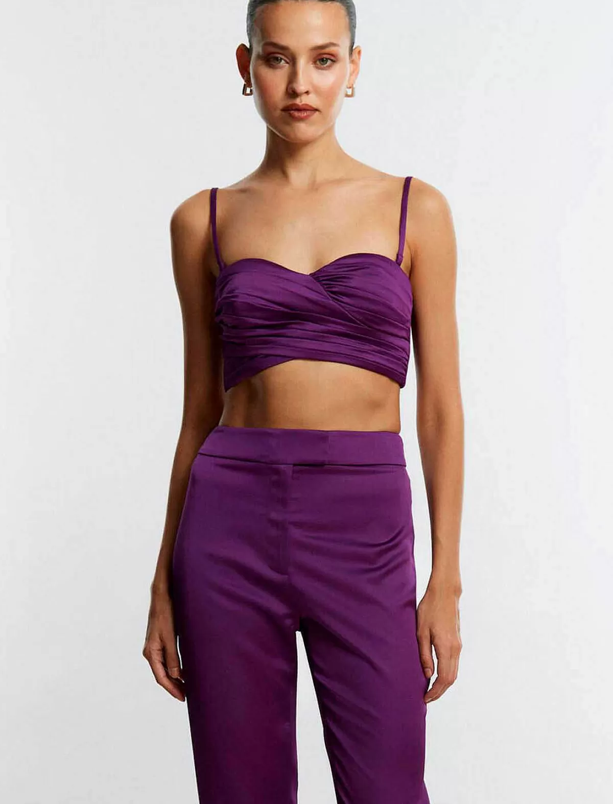 Online Escote Corazon Fruncido Crop Top Women Tops