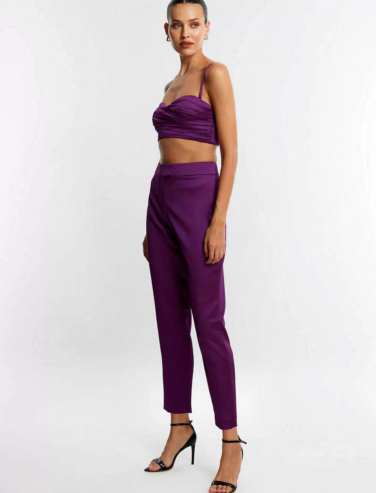 Online Escote Corazon Fruncido Crop Top Women Tops