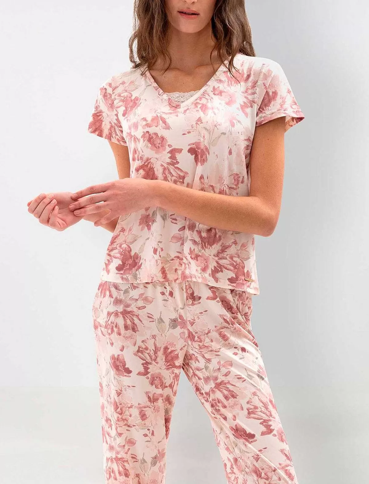 Fashion Floral Print Large Pajama Set Women Pajamas