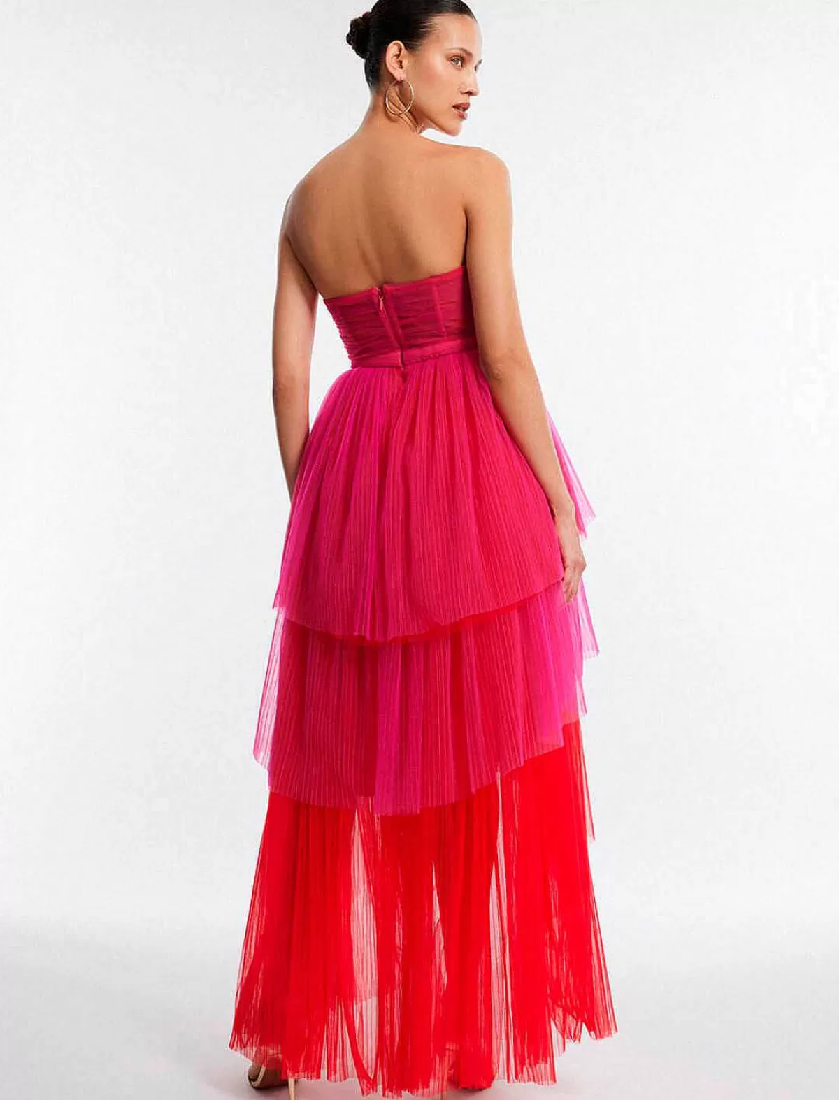 Cheap High And Low Color Block Flora Tul Dress Women Night