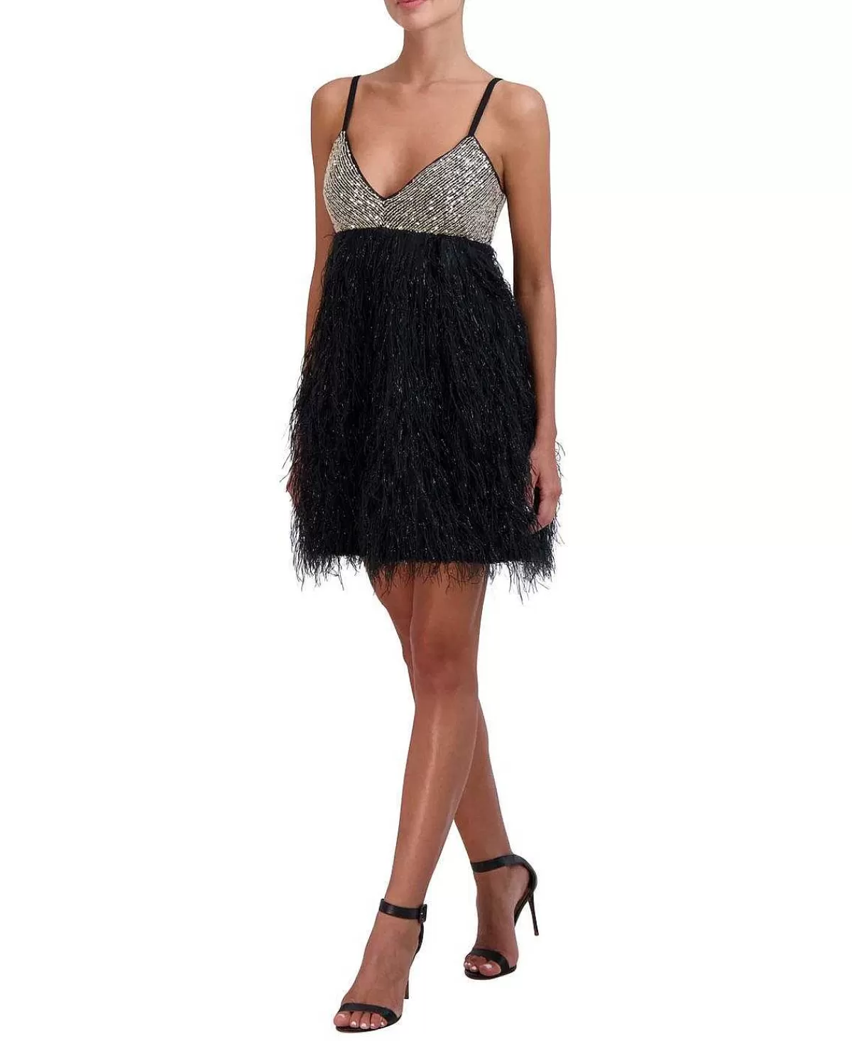 Hot Lentejuelas Short Evening Dress With Plumas Women Night