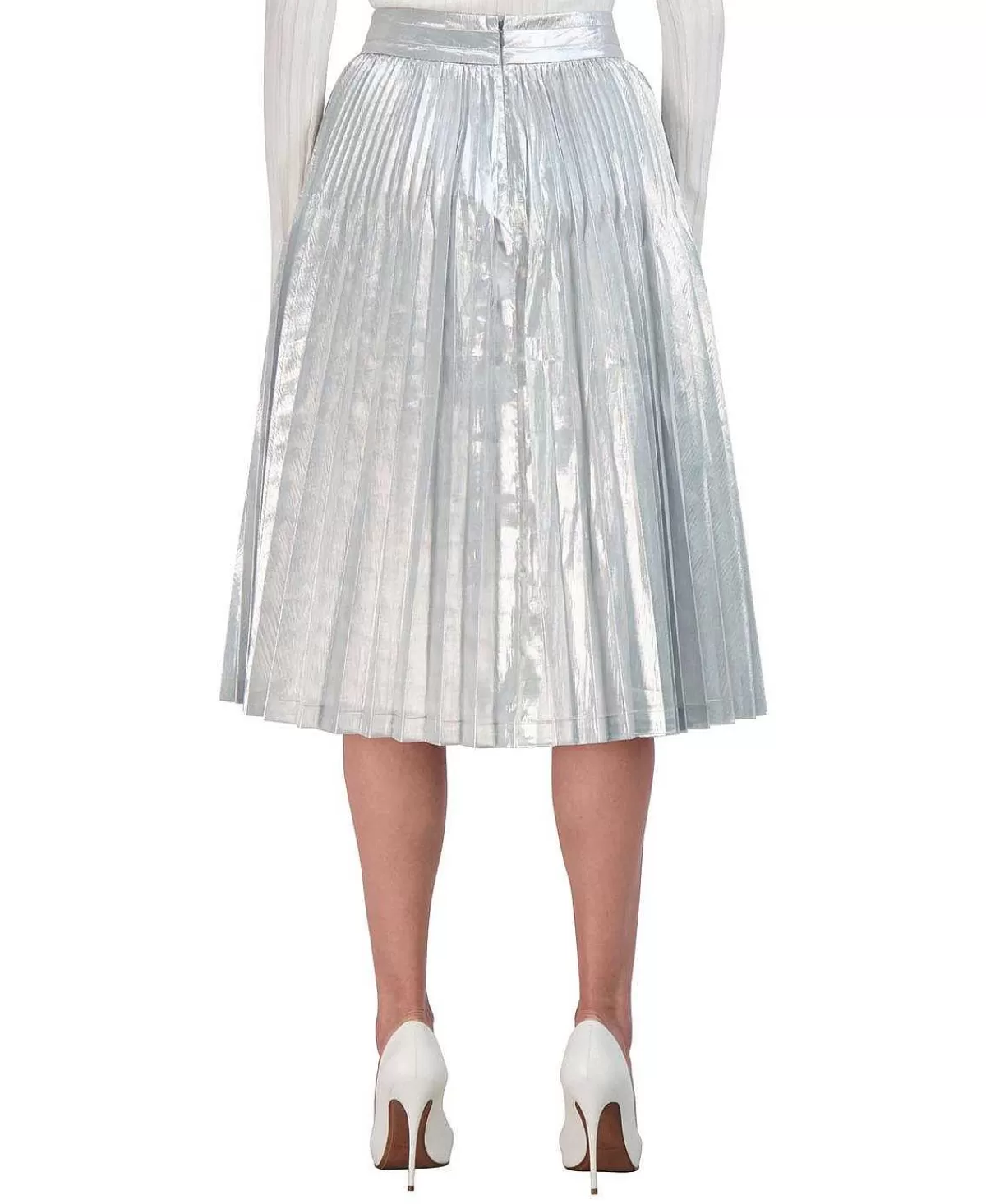 Online Metalized Pleased Midi Fall Women Skirts