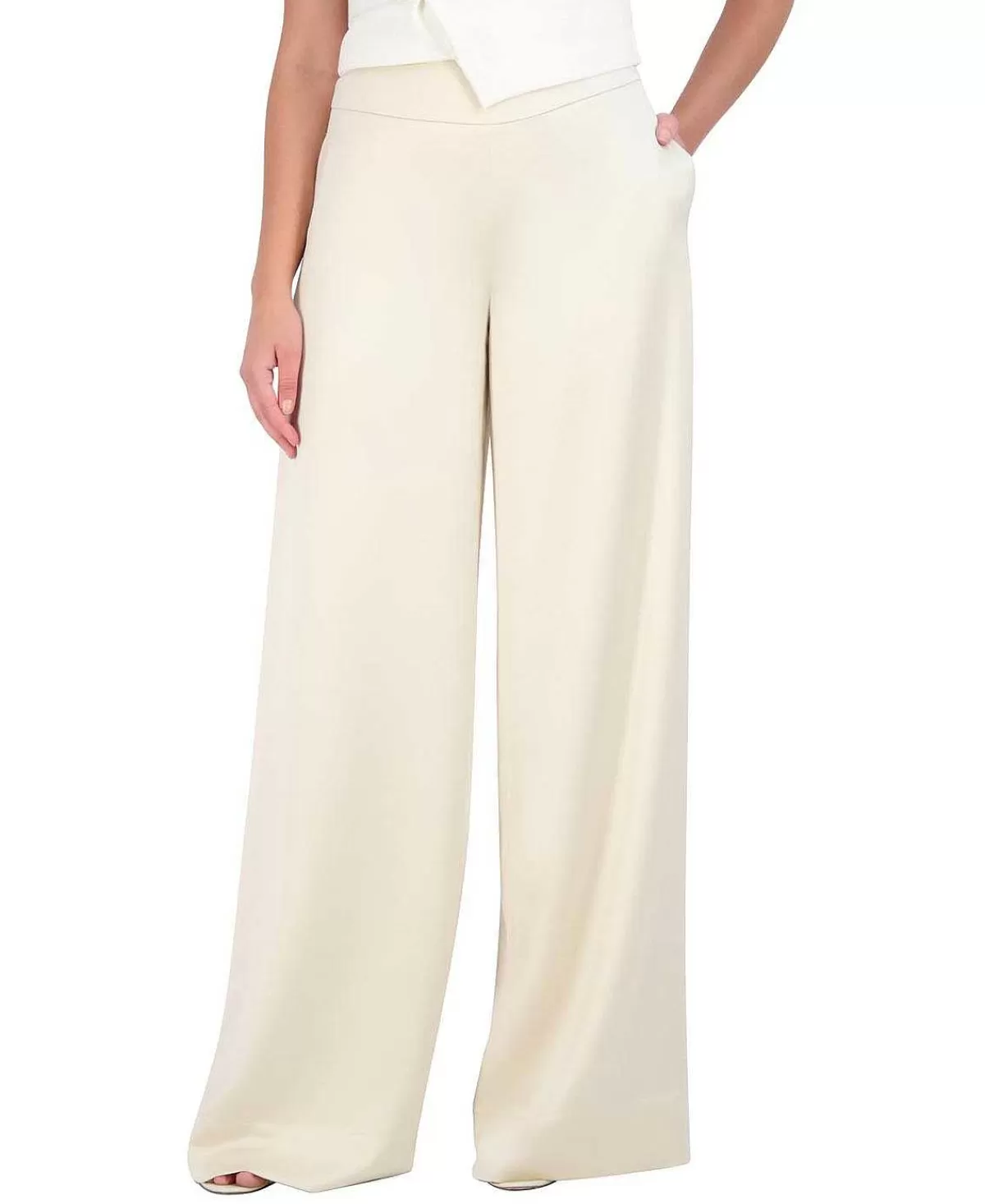 Cheap Pantalon With The Waist In Satin Pierna Ancha Women Pantalones