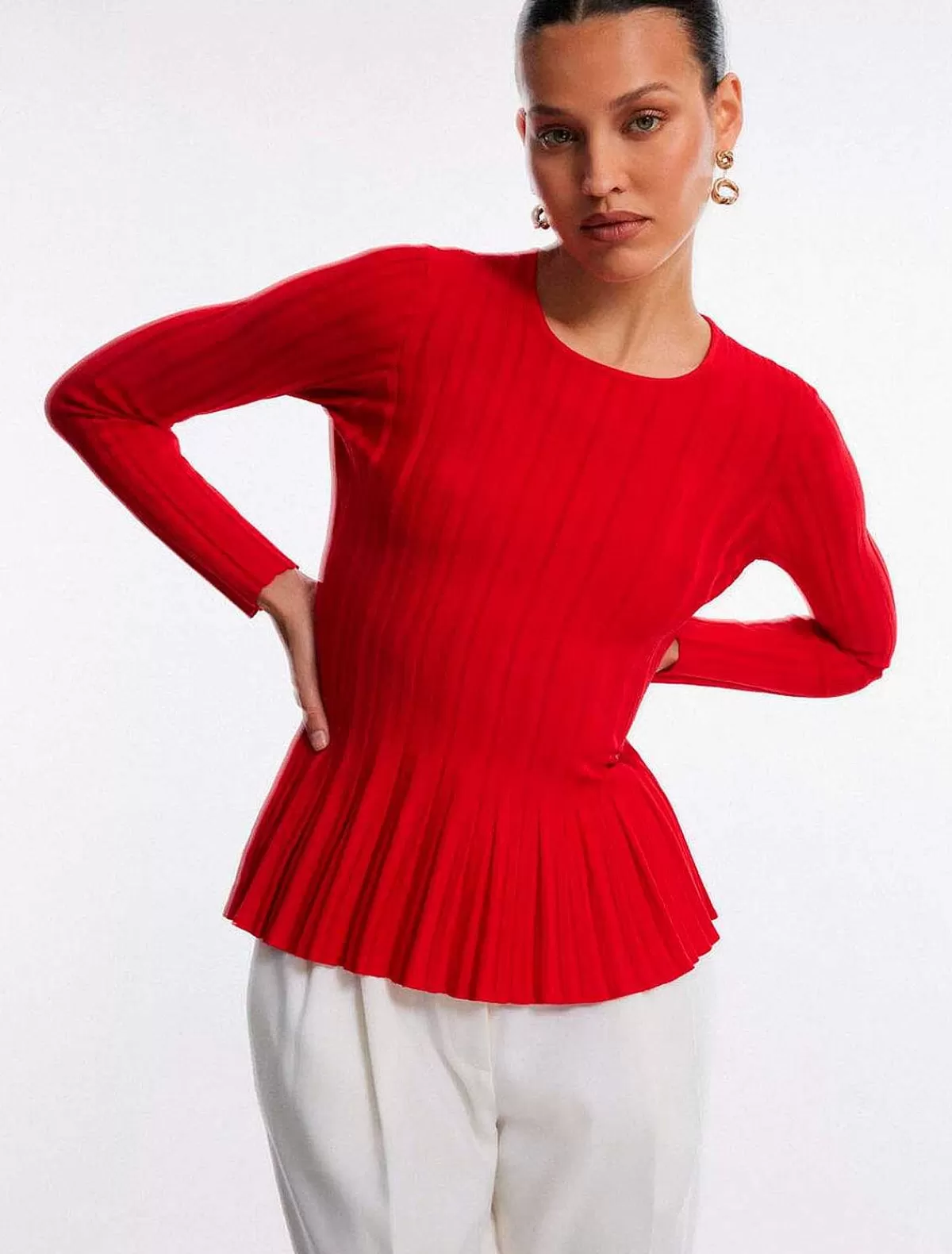 Discount Peplum Wide Sleeve Sweater Pullover Women Sweaters