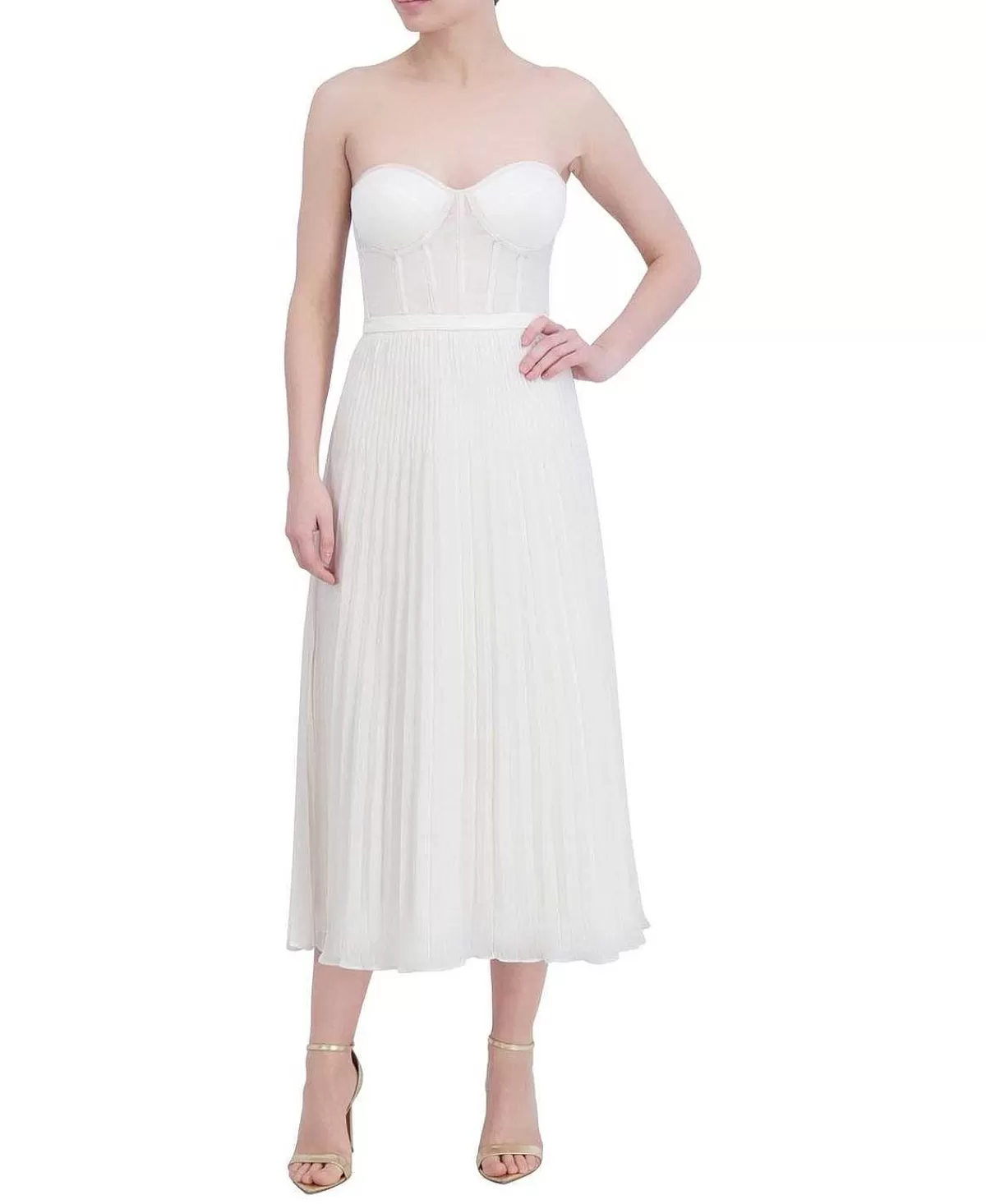 Outlet Pleated Dress With Bustier Women Cocktail