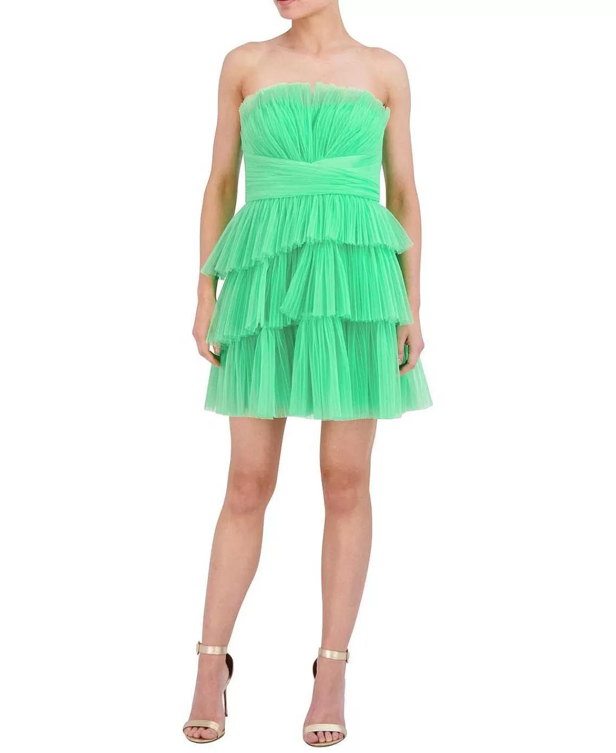 Discount Pleated Tul Short Dress Women Night