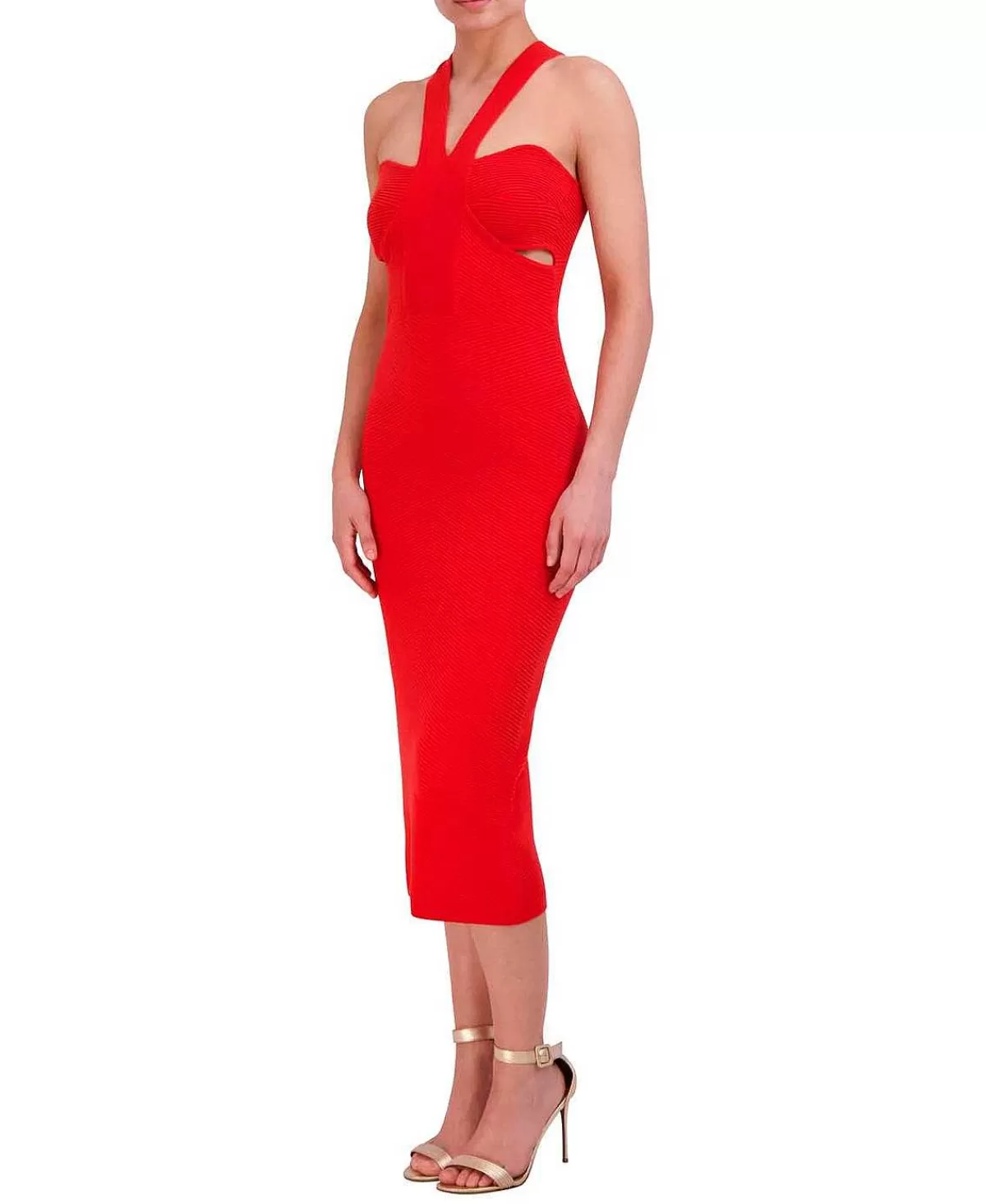 New Punto Cutout Halter Midi Dress Women Casual