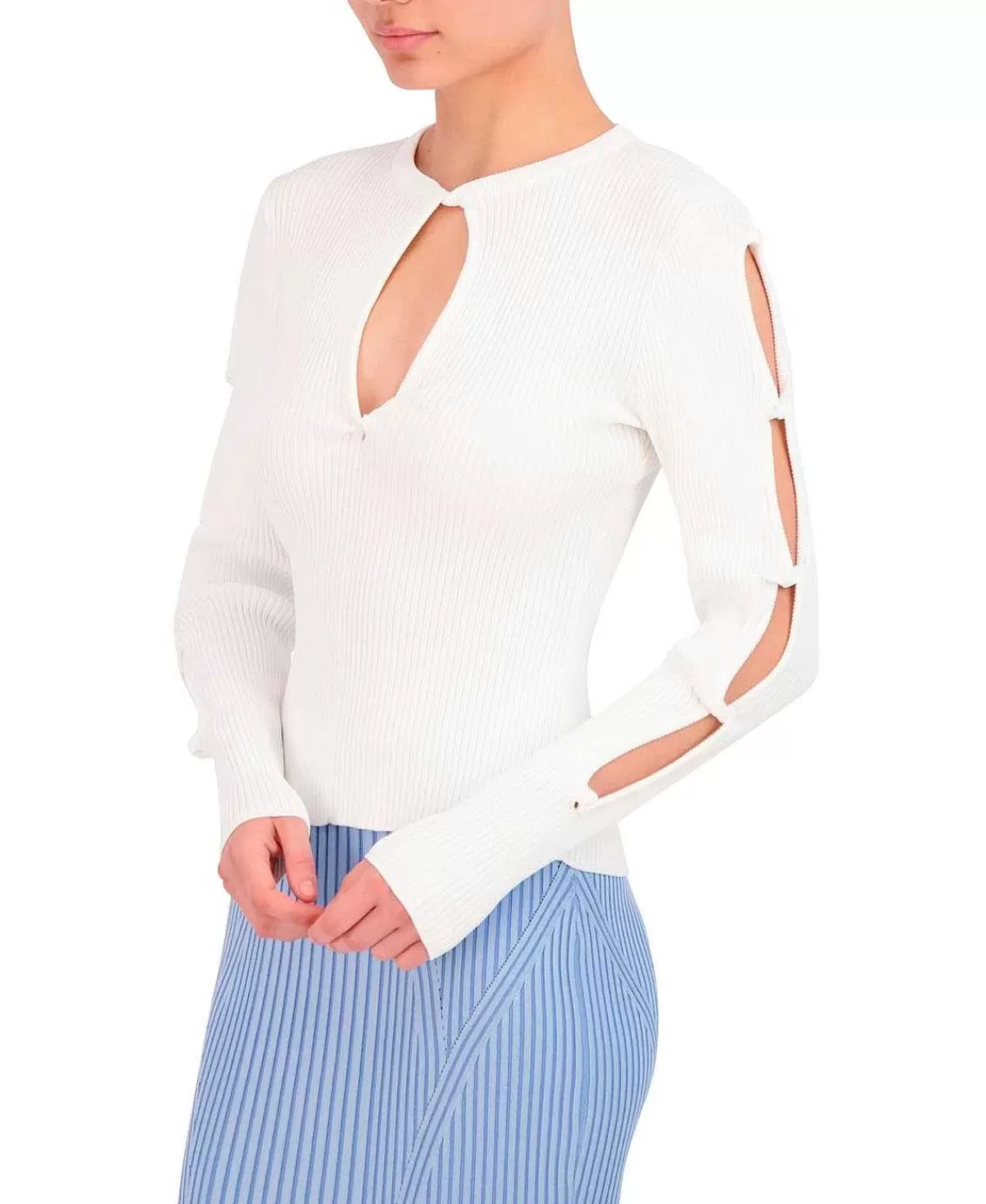 Cheap Punto Wide Sleeve Blouse Women Sweaters