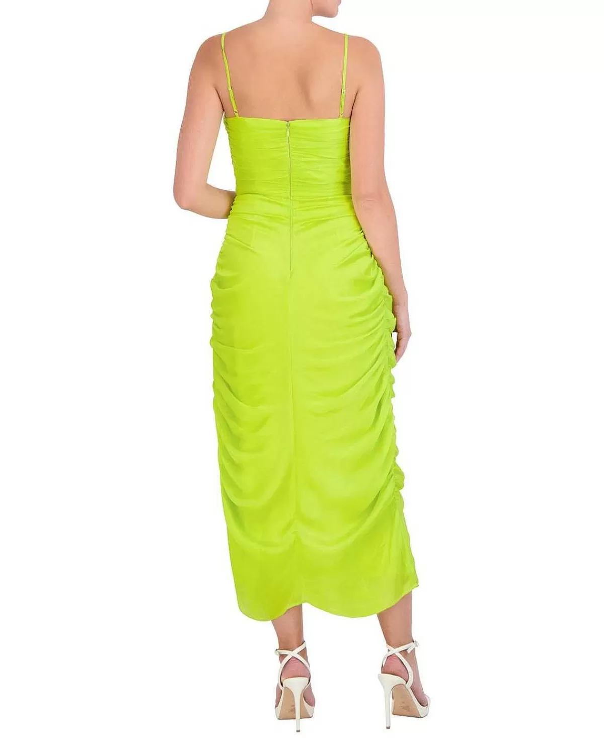 Store Satin Draped Midi Dress With Tires Women Cocktail