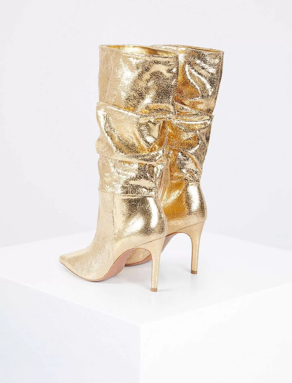 Sale Toni Metallic Heeled Boots With Craquelado Effect Women Shoes