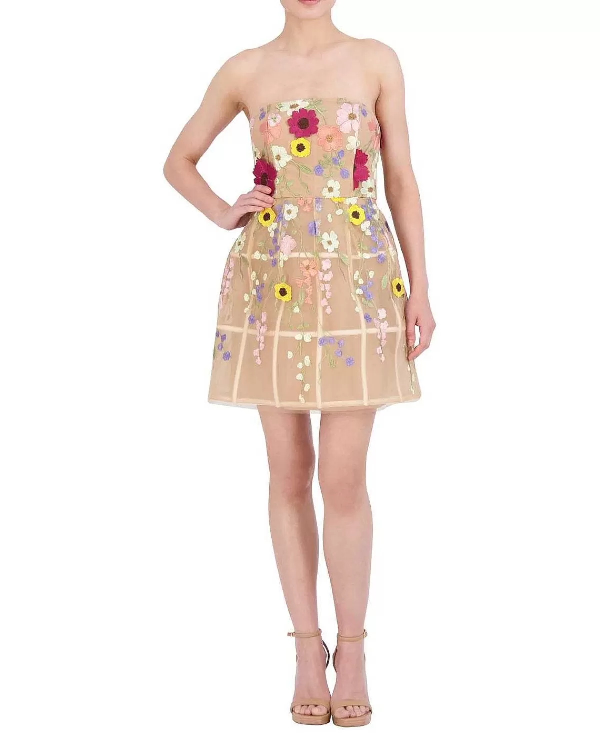 Best Sale Tul Dress With Floral Embroidered Appliances Women Cocktail